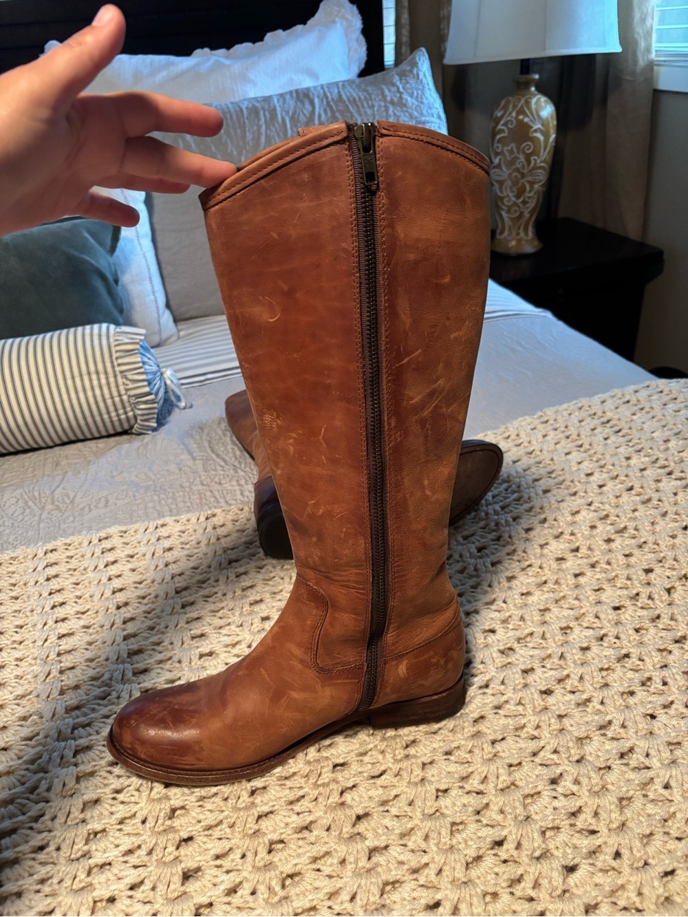 FRYE Tall Brown Leather Riding  Size 7 1/2 - Picture 3 of 14